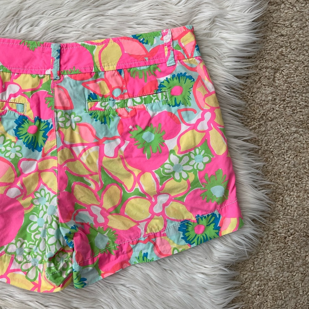 Lilly Pulitzer Multicolor Floral Print Cotton Shorts - Pink, Green, Blue - Picture 9 of 10